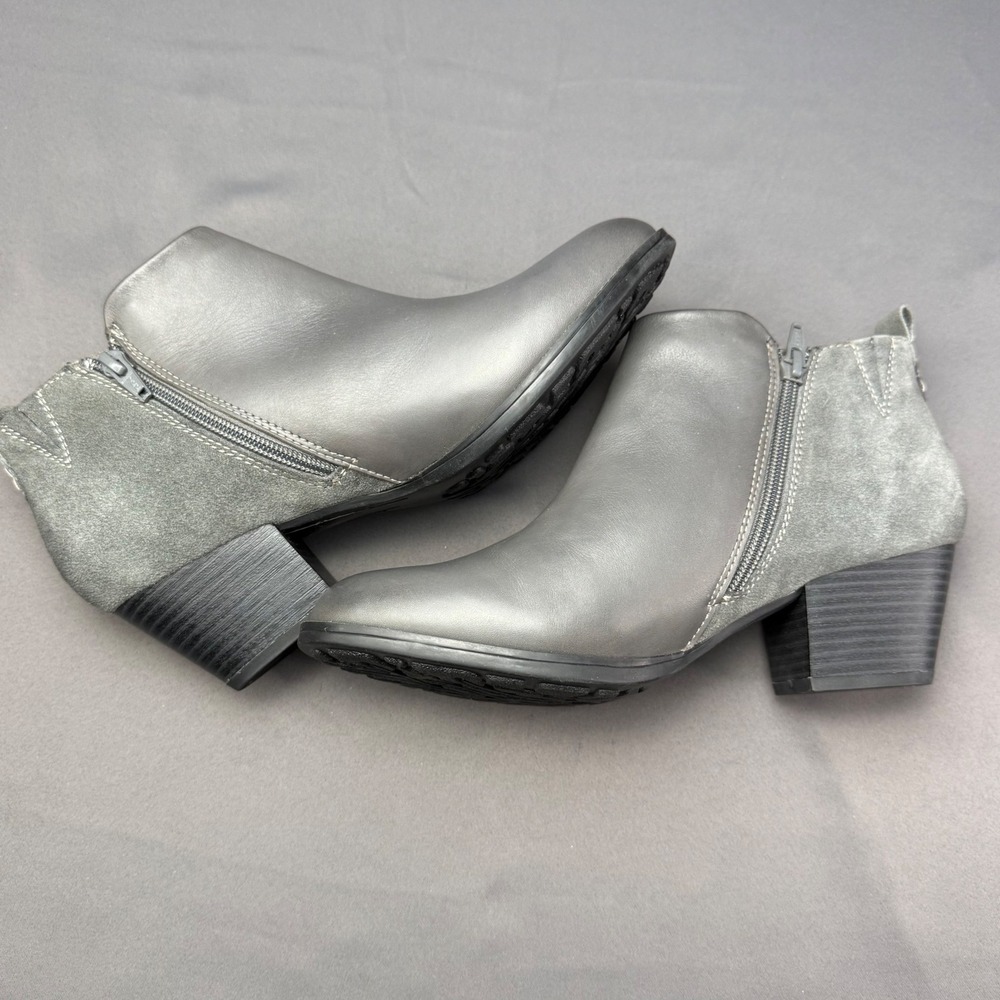 Earth Conway Maple Stone Grey Multi Leather Suede Ankle Boots Womens 9M Booties - Picture 3 of 16